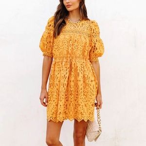VICI | Sunflower Fields Crochet Lace Mini Dress